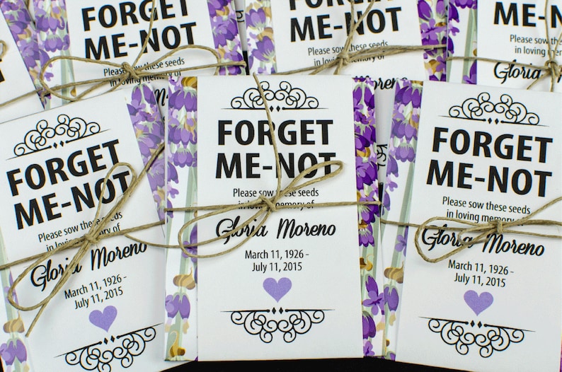 Personalized Memorial Forget-Me-Not Seed Packets in Lavender and Purple image 1
