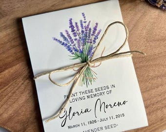 Personalized Memorial Lavender Seed Packets | Custom Lavender Funeral Seed Packets
