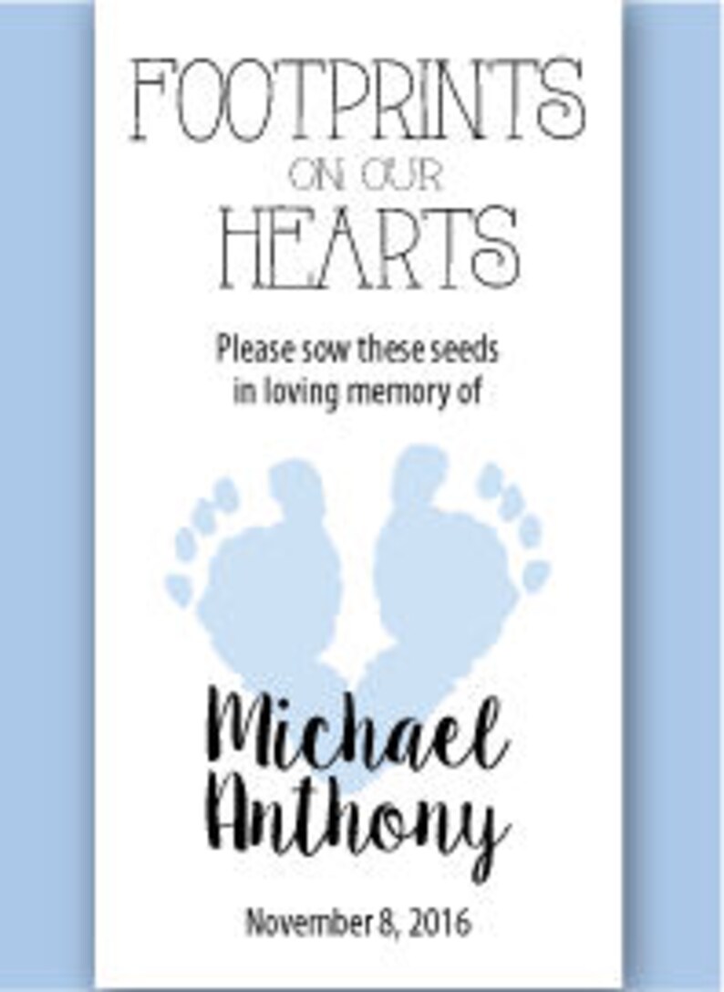 DIY Baby Boy Infant Child Memorial Seed Packet Package \u2013 Footprints On Our Hearts
