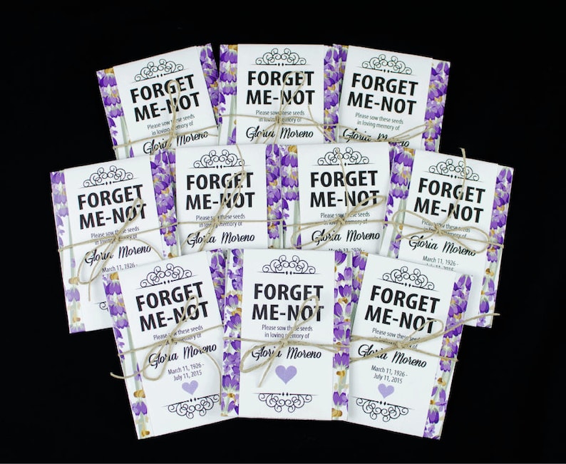 Personalized Memorial Forget-Me-Not Seed Packets in Lavender and Purple image 2