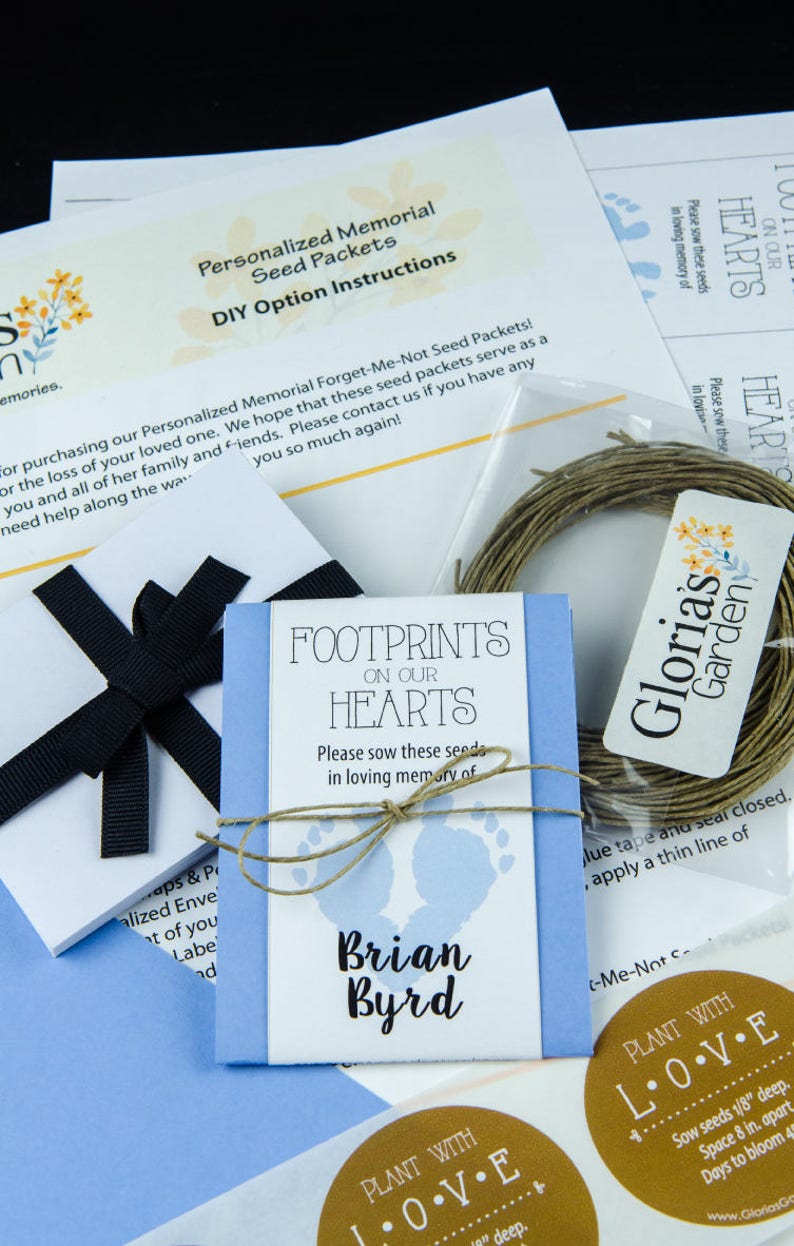 DIY Baby Boy Infant Child Memorial Seed Packet Package \u2013 Footprints On Our Hearts