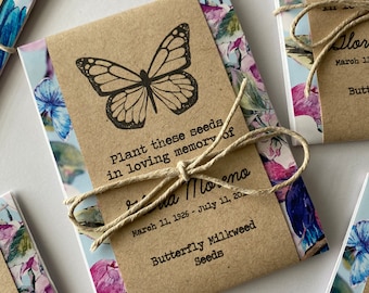 Personalized Memorial Butterfly Milkweed Seed Packets | Butterfly Garden Seed Packets