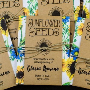 Sunflower Personalized Memorial Seed Packets