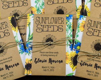 Paquetes de semillas conmemorativas personalizadas de girasol