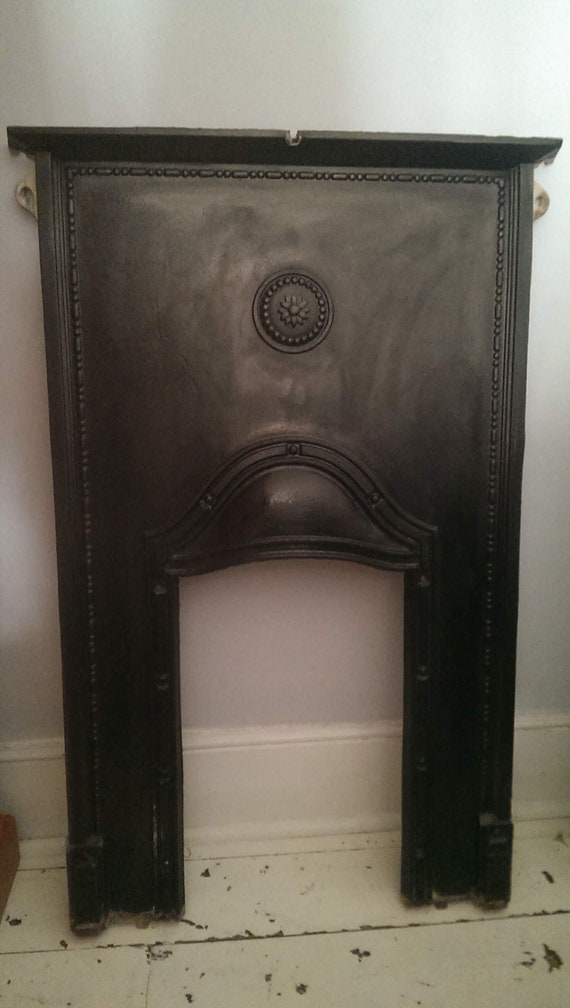 Beautiful Original Antique Black Cast Iron Fireplace