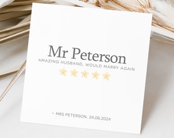 Personalised Wedding Anniversary Card For Husband Or Wife | Amazing Husband Review, Best Wife Review | Funny Anniversary Card For Other Half