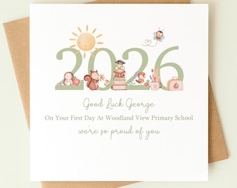 Personalised First Day At School Card 2026 | Starting School | Reception Card | Good Luck Card | Back To School Keepsake | New Starter