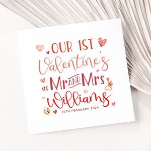 Personalised First Valentine's Day As Husband And Wife Card | Our 1st Valentine's Day Married | Mr Mrs | Card For Newlyweds | Same Sex Card