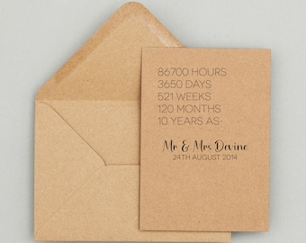 Personalised Wedding Anniversary Card | ANY Number Of Years | Card For Husband Wife On Anniversary | Years Together As Mr Mrs | First Tenth