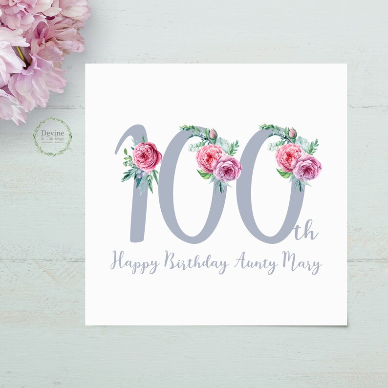 Personalised Birthday Card 100th Birthday Card 100 Mum Etsy