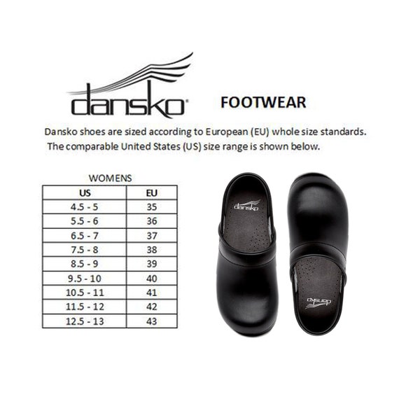 Dansko us cheap size chart