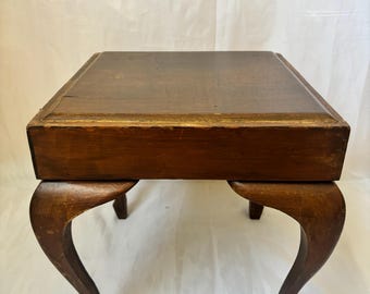 Mid century modern vintage dark wood walnut side table end table 13 inch
