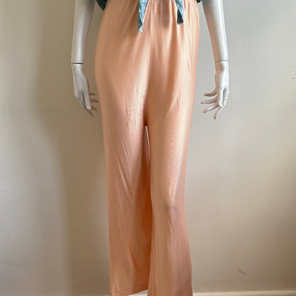 Vintage 30's peach wide legged elastic waist high waisted slacks pyjama pants AUS 10 US 6 EU 38