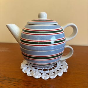 Vintage Laura Ashley striped small teapot set with one cup