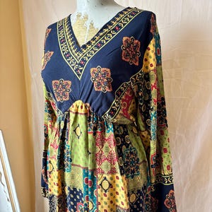 Patchwork high waisted boho flowy maxi dress AUS 20 US 16 EU 48 Uk 20