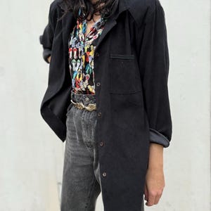 Vintage 90's black suede button up light shirt jacket AUS 12 US 8 EU 40