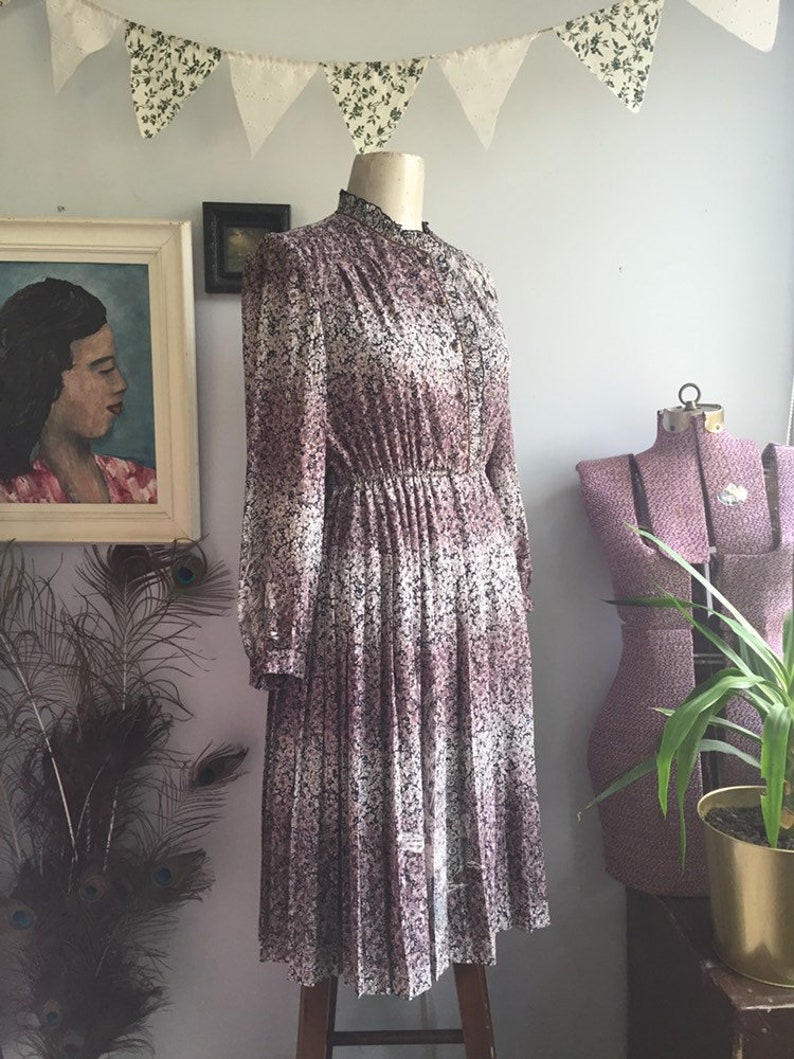 Vintage 70/'s bohemian hippy floral picnic dress AUS 12 US 8 EU 40