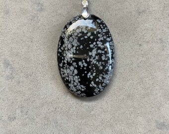 Snowflake obsidian pendant