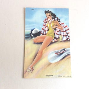 Curt Teich "Coquette" Bathing Beauty Postcard