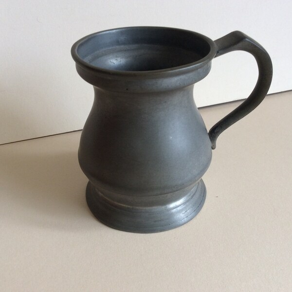 Antique Late 19th Century HALF PINT PUB Pewter Mug, English Touch Marks