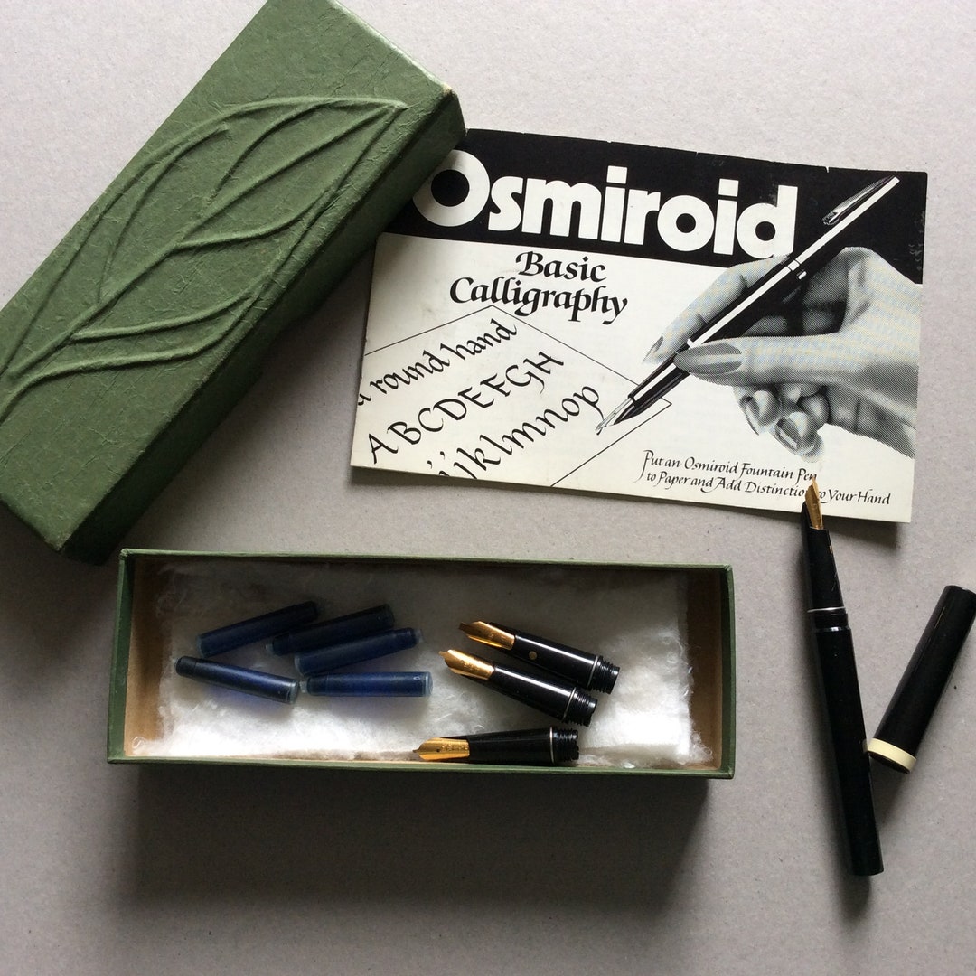 Vtg OSMIROID CALLIGRAPHY SET Pen 4 Nibs 5 Cartridges 2 Etsy