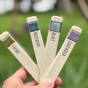 Handmade Ceramic Garden Markers – Colorful Plant Labels for Herbs, Vegetables, Fruits