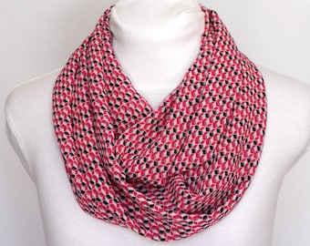 Scarf For Women Pink and Navy Blue Infinity Scarf Women Gift For Sister Geometric Scarf Gift For Coworker Chiffon Scarf Lightweight Scarves