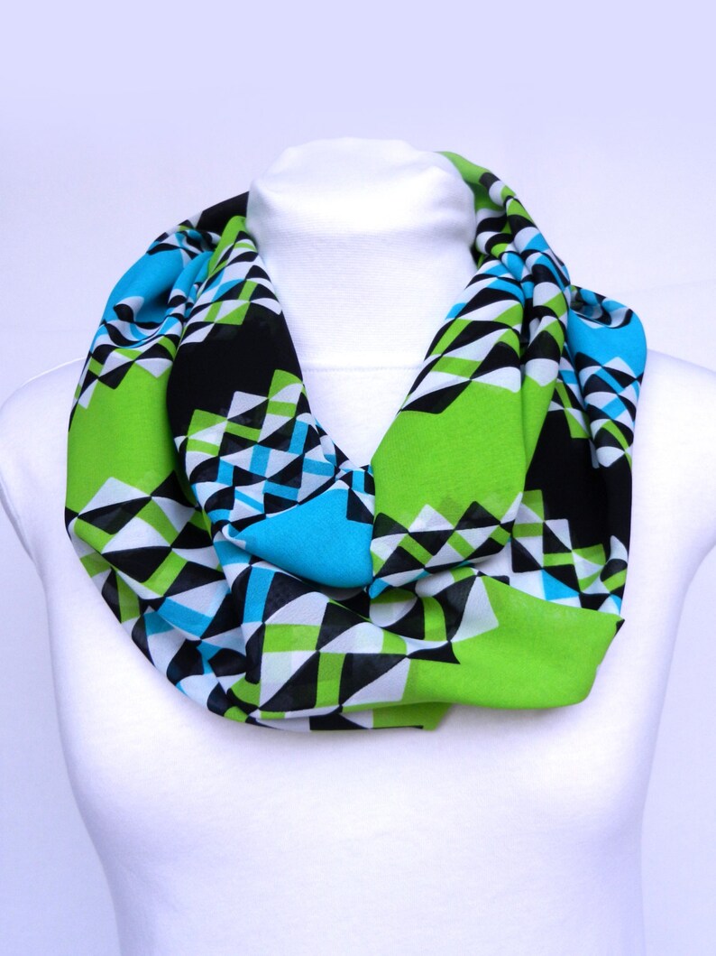 Infinity Scarf / Geometric Scarf / Scarf Women / Blue Boho | Etsy