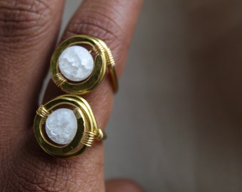 Brass Wire Wrapped Sodalite DT Point Ring