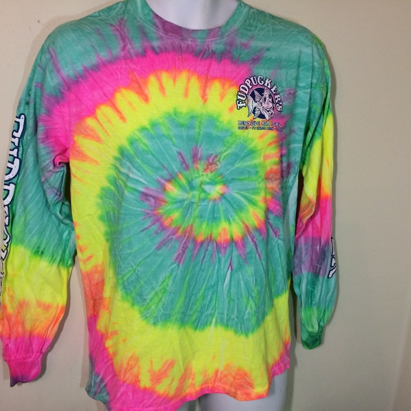 Fudpucker's Beachside Bar & Grill Destin Ft Walton Beach, FL Tie Dye Long Sleeve --T-Shirt Adult m-  N