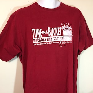 TUNE in a BUCKET KARAOKE Britches Brand Apparel since 1967 -Adult T-Shirt   Xl    N