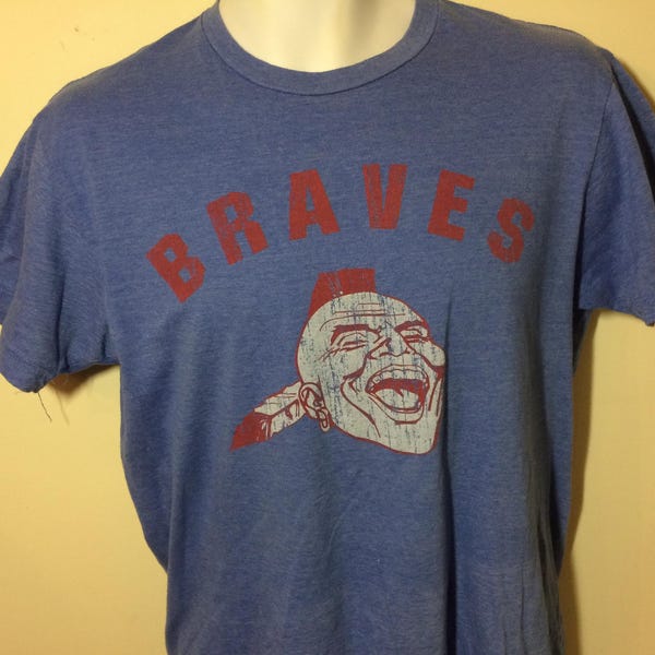 ATLANTA BRAVES Screaming Indian distressed Logo Major League Baseball-T-Shirt Adult M   u