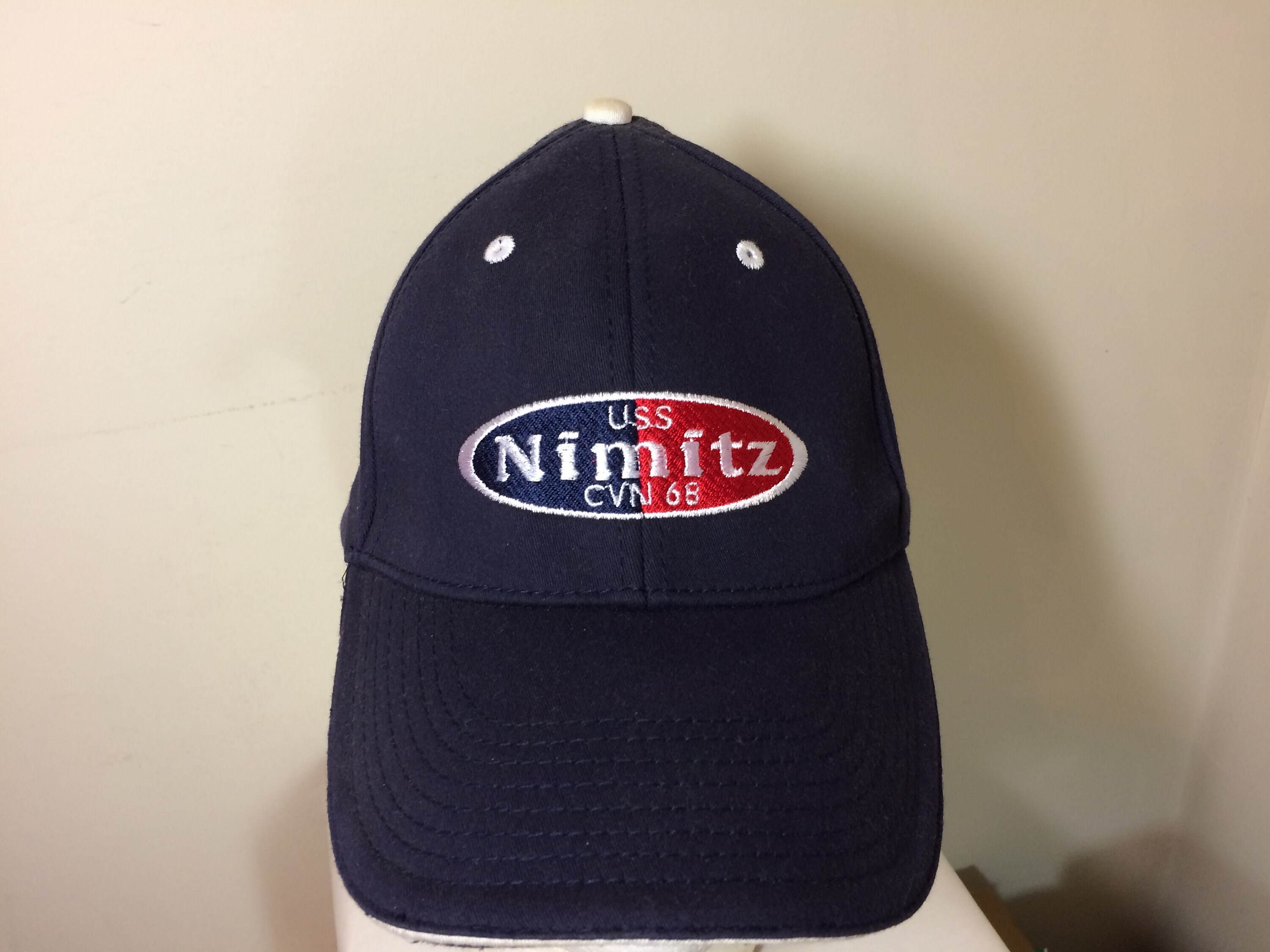 USS Nimitz U.S. Navy Official Ball Cap - Dark Navy With Green Undervisor (USA Made)