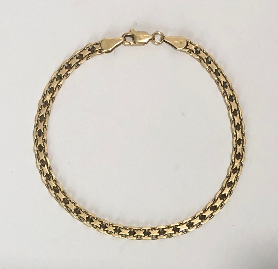 ■VINTAGE HOLLYWOOD■ Matte Classic Chain Bracelet VH2411BR0 Vintage 14K Gold Bracelet 7 3/4” Chain 6.4g 3mm Yellow Gold