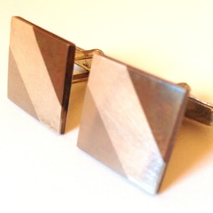 Vintage Taxco Mexico Sterling Silver Mixed Metals Cufflinks copper brass Modernist Mid Century Modern Metales Casados
