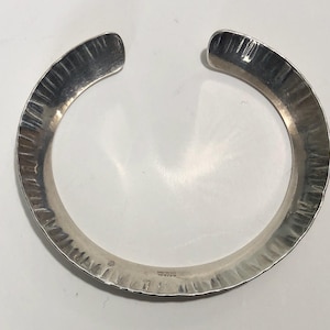 Vintage Ed Levin Sterling Silver Flared Cuff Bracelet Mid-Century Modernist Design Artisan Handmade