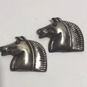 Vintage Mexican Silver Horse Pin Brooch pair Sterling Mexico Repousse