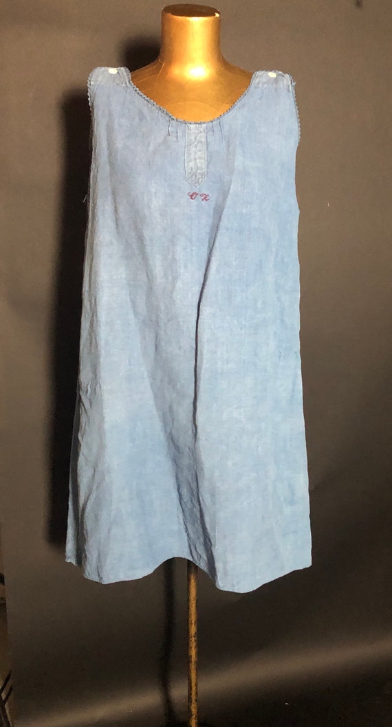 Antique Dress Natural Indigo Hand Dyed Upcycled bl