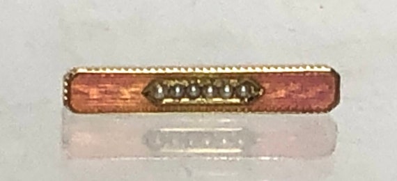 Antique 14K Gold Pearl Enamel Lingerie Bar Pins 3… - image 6