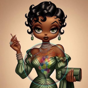 Beautiful green elegant black Betty boop, Betty boop, boop, green,black cartoon, digital art, png,