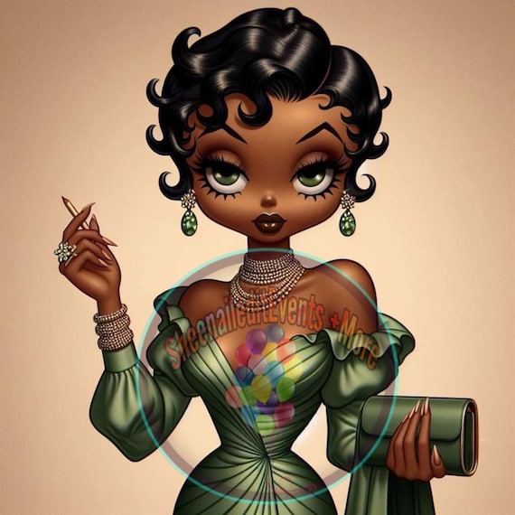 美しい緑のエレガントな黒のベティ ブープ、ベティ ブープ、ブープ、緑