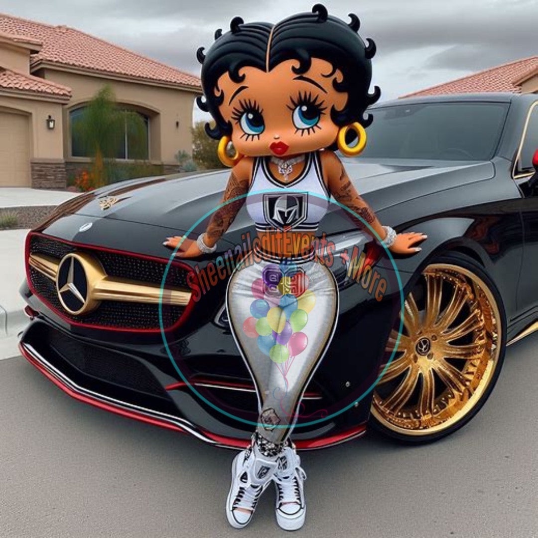 Black Betty Boop Figurine Gift With Silver & Gold Car | Las