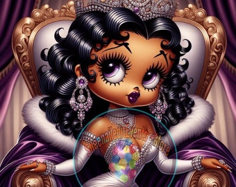 boop queen, black boop, purple boop, boop, African American boop, queen boop, queen, boop in purple, png, boop, black people, black cartoon