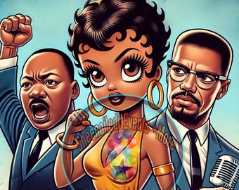 Black History Digital Art PNG, Afrocentric Activist Clipart, Black Power Illustration, Martin Luther King Malcolm X Art, Civil Rights