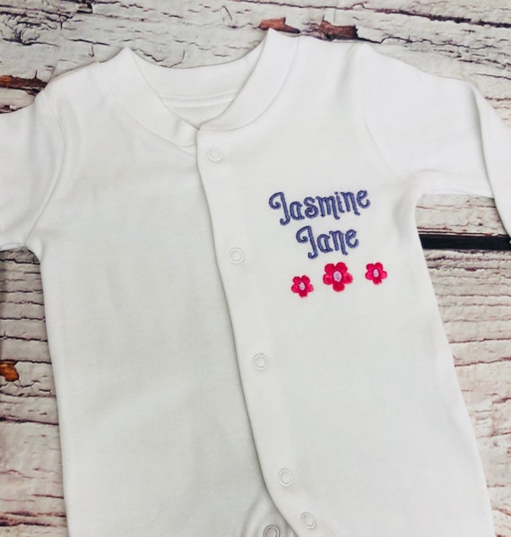 personalised baby girl sleepsuits