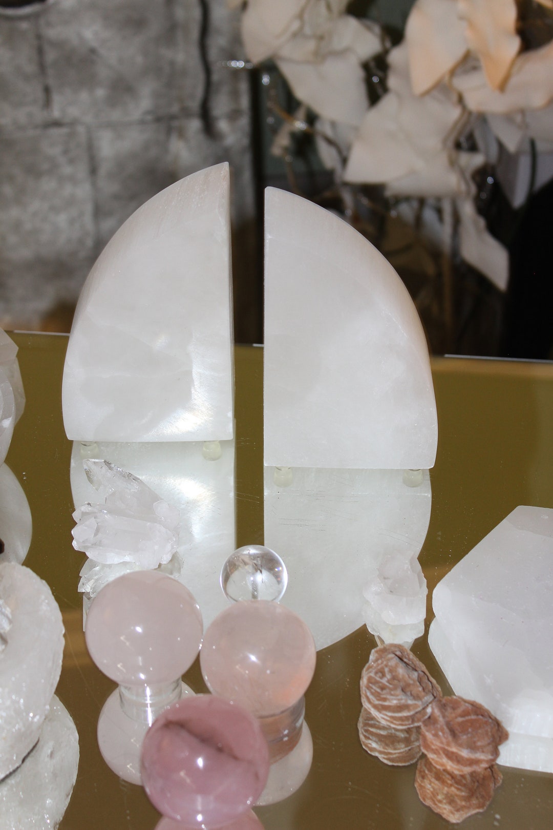 selenite bookends