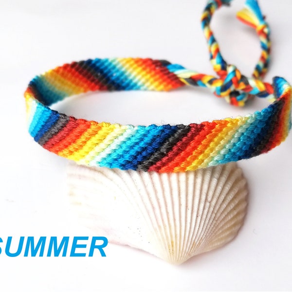 Lato - kolorowa bransoletka przyjaźni, bawełna, bransoletka etniczne, pleciona ręcznie