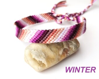 Zima - kolorowa bransoletka przyjaźni, bawełna, bransoletka etniczne, pleciona ręcznie
