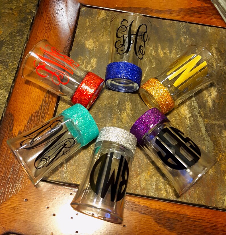 Glittered Shot Glasses Glitter Shot Glass Personalized Etsy