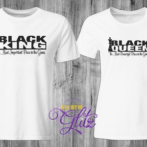 Couples Shirts ~ Black King Shirt ~ Black Queen Shirt ~ Marriage ~  Wife Husband Love ~ Couple Shirt ~ King ~ Queen ~ T-Shirt ~ Chess Piece